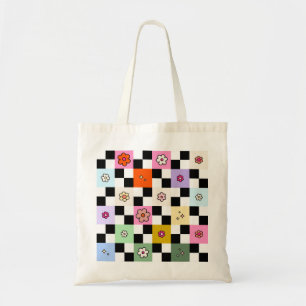 Tote Bag À damiers coloré rétro marguerite