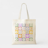 Tote Bag À damiers Fleur rétro (Dos)