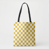 Tote Bag à damiers moutarde jaune et blanc (Devant)