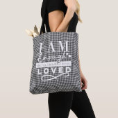 Tote Bag À damiers noir/blanc "I AM LOVVING" fourre-tout (De près)