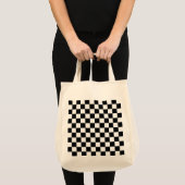 Tote Bag à damiers noir et blanc (Devant (produit))