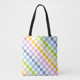 Tote Bag à damiers Pastel Rainbow