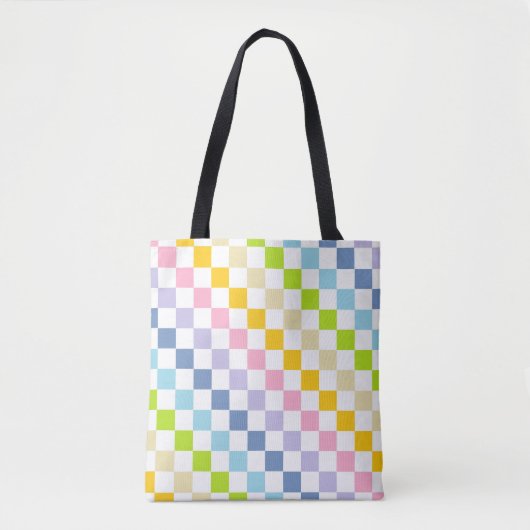 Tote Bag à damiers Pastel Rainbow (Devant)
