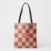 Tote Bag À damiers personnalisées Terracotta Tangerine Mode (Devant)