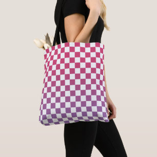 Tote Bag À damiers rose au violet et blanc Motif
