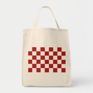 Tote Bag à damiers rouge et blanc