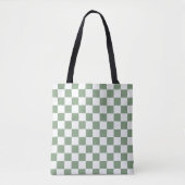 Tote Bag à damiers Sage vert et blanc (Devant)