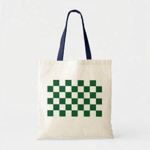 Tote Bag à damiers vert et blanc