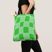 Tote Bag À damiers verte (De près)