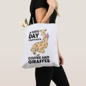Tote Bag A Good Day Starts With Coffee & Giraffe Gift Funny (De près)