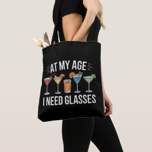 Tote Bag À mon âge, j'ai besoin de lunettes Drôle de vin Al