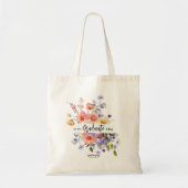 Tote Bag À mon époque de diplômé | Monogramme floral (Devant)