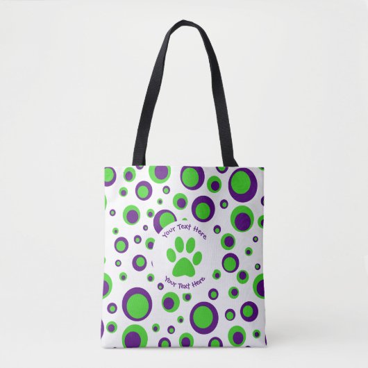 Tote Bag À petits pois [violet et vert] (Devant)