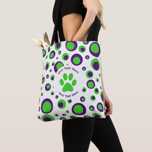 Tote Bag À petits pois [violet et vert] (De près)