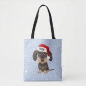 Tote Bag À poils durs Dachshund Père Noël Teckel Chien Nom  (Devant)