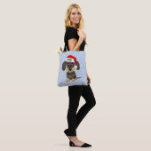 Tote Bag À poils durs Dachshund Père Noël Teckel Chien Nom  (Sur le modèle)