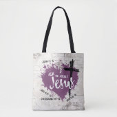 Tote Bag A PROPOS DE JÉSUS Écriture chrétienne Évangile Gra (Devant)