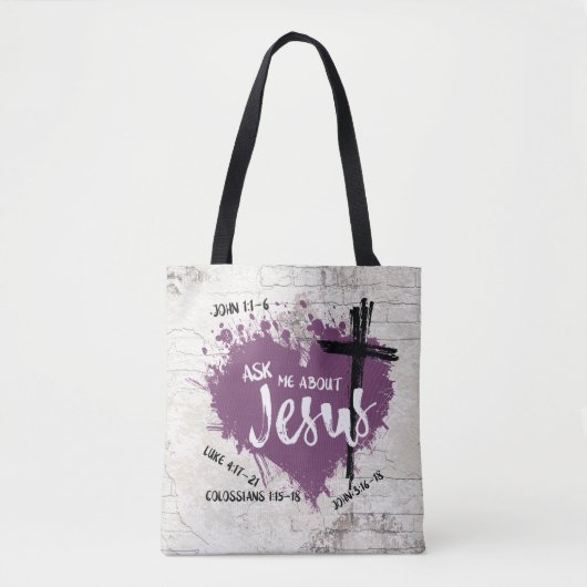 Tote Bag A PROPOS DE JÉSUS Écriture chrétienne Évangile Gra (Devant)
