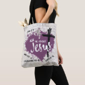 Tote Bag A PROPOS DE JÉSUS Écriture chrétienne Évangile Gra (De près)