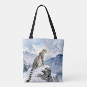 Tote Bag A Snow Leopard on Snowy Peak (Dos)