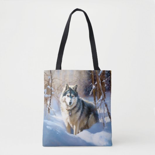 Tote Bag Aaskan Malamute Laisser Il Neige Noël (Devant)