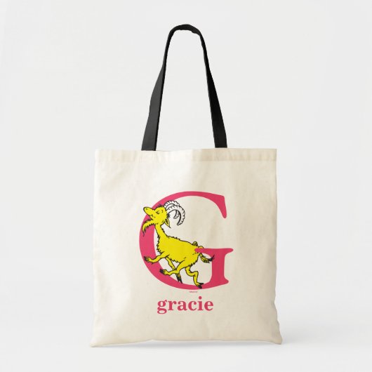 Tote Bag ABC du Dr Seuss : Lettre G - Rose | Ajouter Votre (Devant)