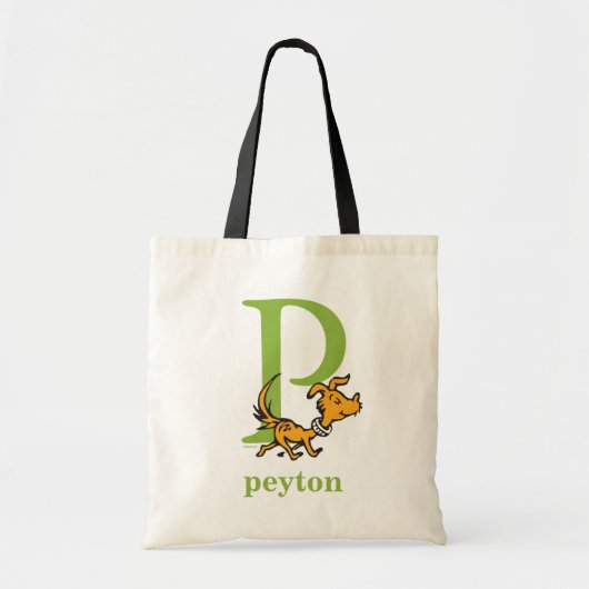 Tote Bag ABC du Dr Seuss : Lettre P - Vert | Ajouter Votre  (Devant)