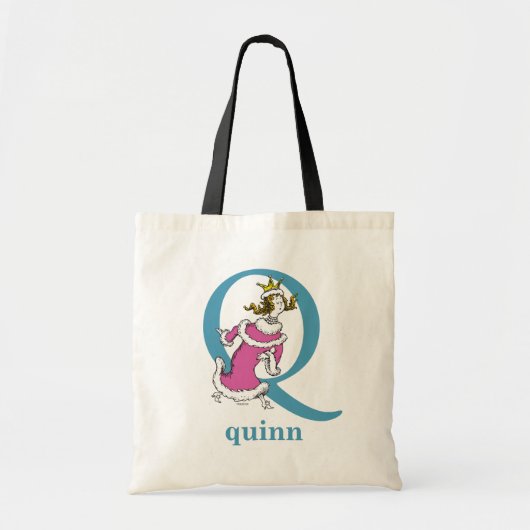 Tote Bag ABC du Dr Seuss : Lettre Q - Bleu | Ajouter Votre (Devant)