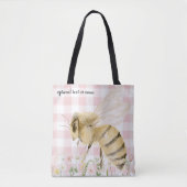 Tote Bag Abeille miel rose blanc (Devant)