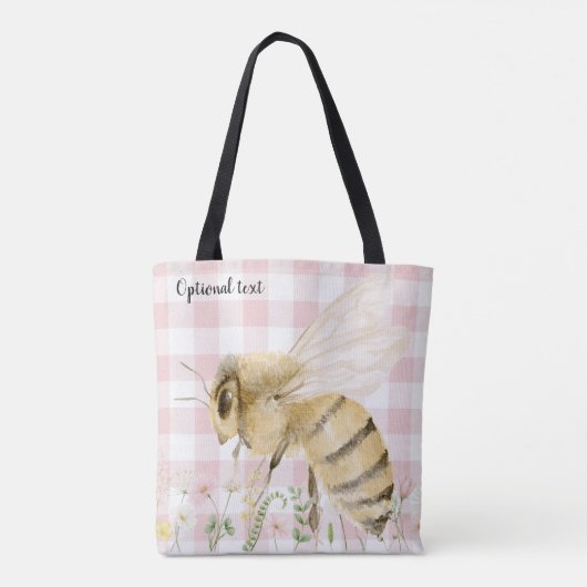 Tote Bag Abeille miel rose blanc (Dos)