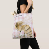 Tote Bag Abeille miel rose blanc (De près)