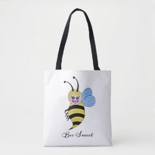 Tote Bag Abeille mignonne d'aquarelle avec le sourire