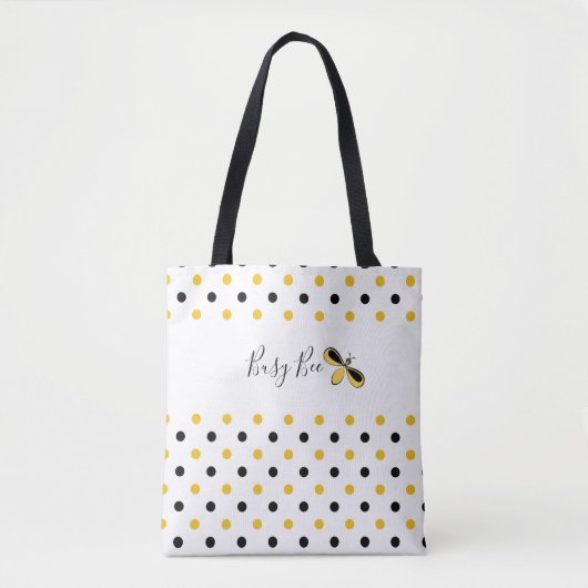 Tote Bag Abeille occupée, points noirs et jaunes Épaule Fou (Devant)