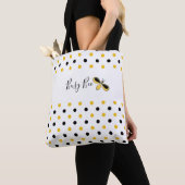 Tote Bag Abeille occupée, points noirs et jaunes Épaule Fou (De près)