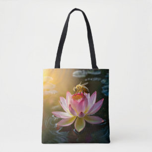 Tote Bag Abeille sur fleur de lotus