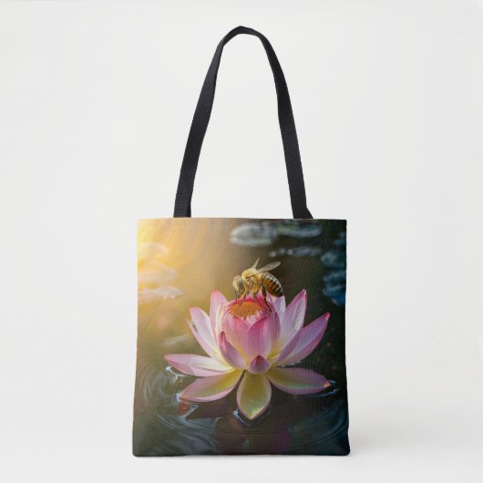 Tote Bag Abeille sur fleur de lotus (Devant)