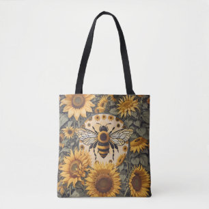 Tote Bag Abeille Vintage et Tournesols 