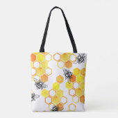 Tote Bag Abeilles de miel : Motif d'aquarelle jaune (Dos)