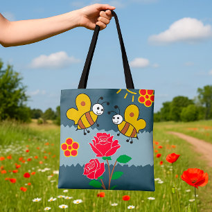 Tote Bag Abeilles Et Fleurs
