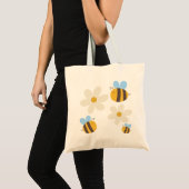 Tote Bag Abeilles mignonnes avec un Fourre-tout-Bag aux fle (Devant (produit))