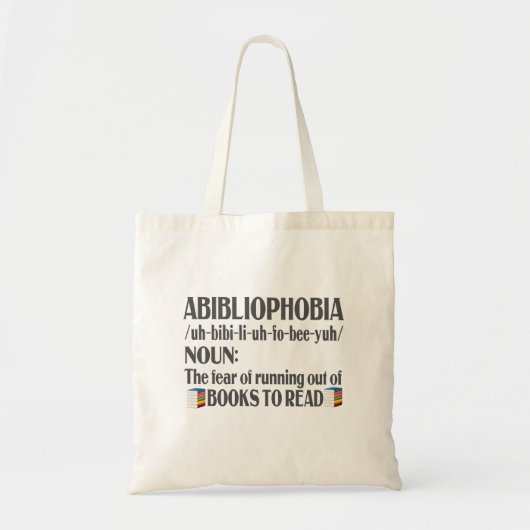 Tote Bag Abibliophobia Definition Bookworm Lecteur de livre (Devant)
