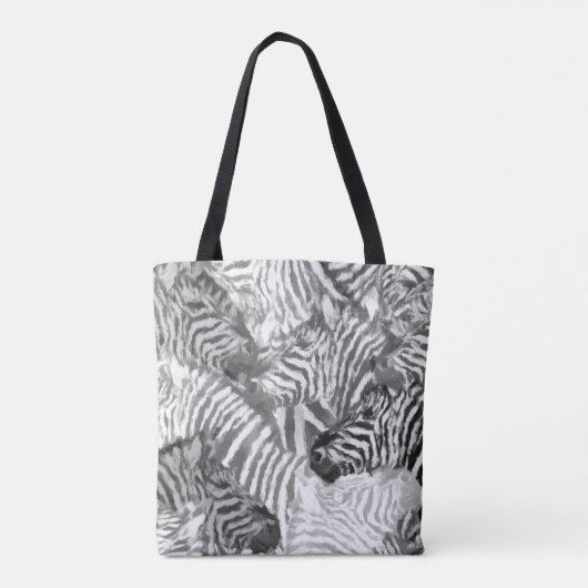 Tote Bag Abstract Black and White Zebra Art Monogram (Dos)