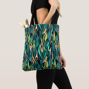 Tote Bag Abstract black turquoise