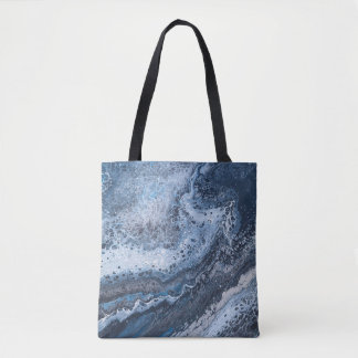 Tote Bag Abstract Blue & Gray Ocean Drift