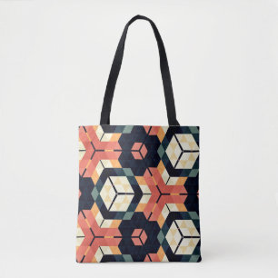 Tote Bag Abstract colorful hexagon square geometric seamles