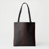 Tote Bag Abstract Cyber Pattern | Black & Crimson Circuit  (Devant)