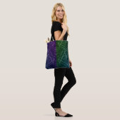 Tote Bag Abstract Cyber Pattern | Purple & Emerald Grid (Sur le modèle)