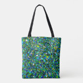 Tote Bag Abstract Design Blue Green Waves Shapes (Dos)