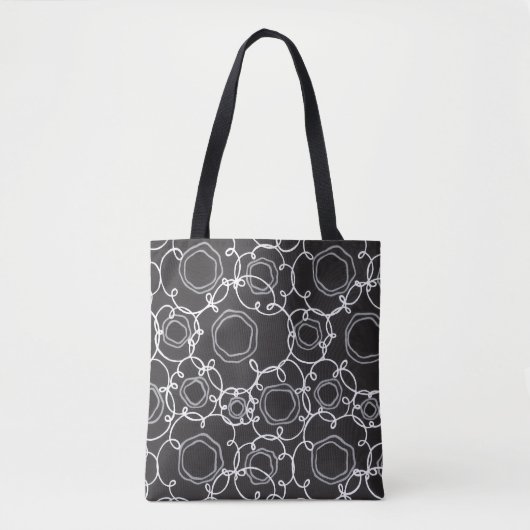 Tote Bag Abstract Floral Matrix (Charcoal) Fine Art (Devant)