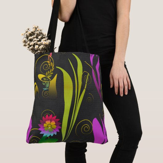 Tote Bag Abstract Floral with Spirals 1 (De près)